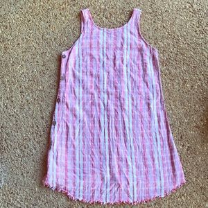 Striped salmon and white sun dress